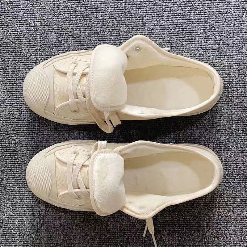 VASIBAEN 2025 Niche Design Cream White Vintage Sports Couples Canvas Shoes For Men_voghion.com