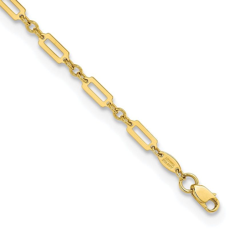 14K Polished Fancy Rectangle Link 7.5in Bracelet_voghion.com