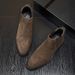 Men's Summer Breathable Pointed Short Boots High-top Leather Shoes Medium-top Martin Boots_voghion.com