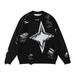 "Unisex Distressed Crewneck Sweater – Oversized Streetwear Pullover, Hip Hop & High Street Style (Grey/Black, M-XXL)"_voghion.com