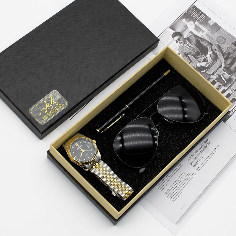 Montres Lunettes de soleil Montres pour hommes Mode Affaires Coffret cadeau Montre à quartz Bracelet en acier_voghion.com