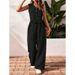Damenbekleidung Sommer Casual Pendeln Frontknopf Weste und Hose Set V-Ausschnitt Weste_voghion.com