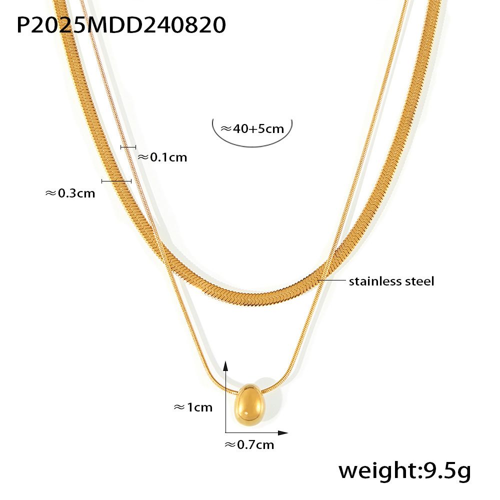 Double Layered Water Droplet Pendant Necklace With Fashionable And Personalized Letters, Peach Heart Set With Diamonds, Layered With Collarbone Chain_voghion.com