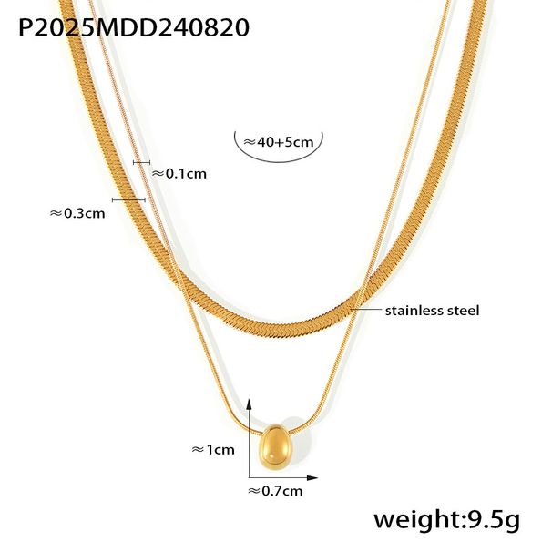 Double Layered Water Droplet Pendant Necklace With Fashionable And Personalized Letters, Peach Heart Set With Diamonds, Layered With Collarbone Chain_voghion.com