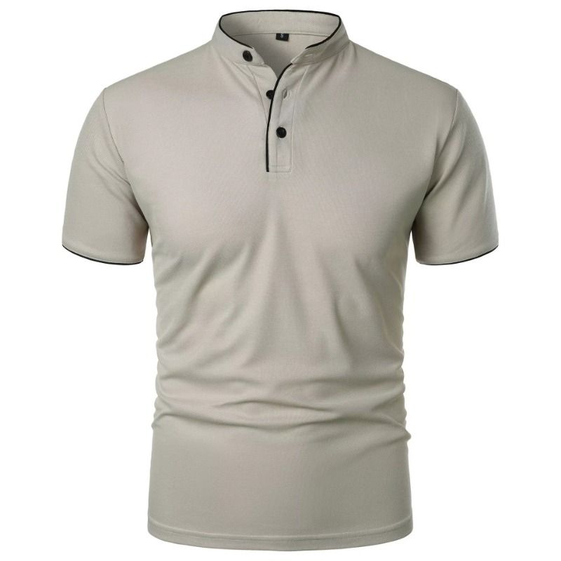 Neue Männer Kurzarm Kragen Polos Sommer Einfarbig Polo décontracté Tendance Atmungsaktive Lose Grundlegende Splice Oversize Top_voghion.com