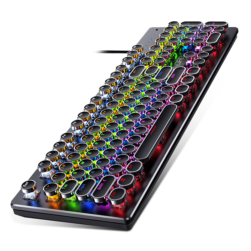 Version ZK Punk RGB rétro-éclairé filaire véritable clé de clavier mécanique Interface USB jeu d'essieu remplaçable O_voghion.com