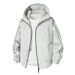 Unisex Waterproof Windbreaker Jacket – Oversized Streetwear Hooded Windcoat (S-XXXL, Mocha/Black/White)_voghion.com