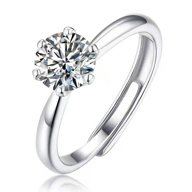 Minimalistischer, modischer, kronenförmiger, klassischer sechszackiger PT950 Moissanit-Ring mit großem, losem Diamanten, Geschenk für Frauen_voghion.com