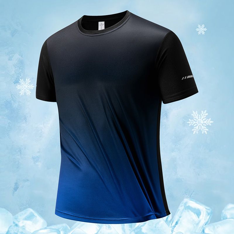 Men's Clothing Ice Silk Short Sleeve Thin Gradient Casual Sports Outdoor T Shirt_voghion.com