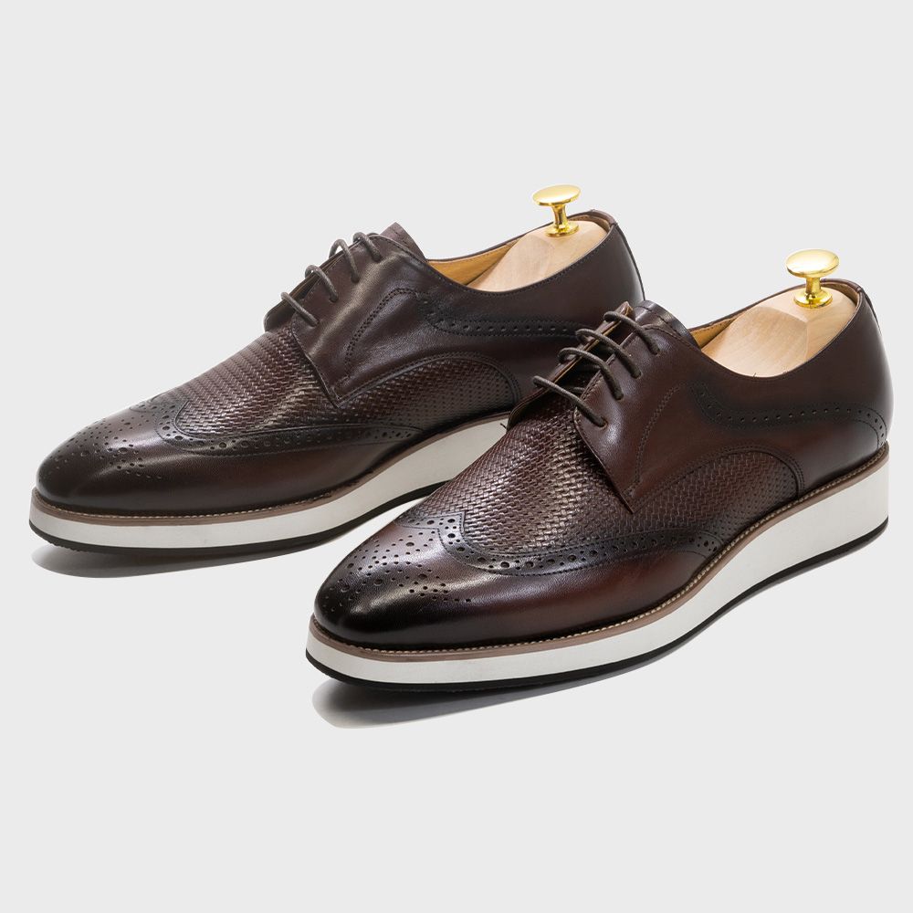 Klassische Wingtip Brogue Herren Derby Schuhe Echtleder Schnürschuhe Casual Business Büro Luxusmarke Herrenschuhe Oxfords Sneakers_voghion.com