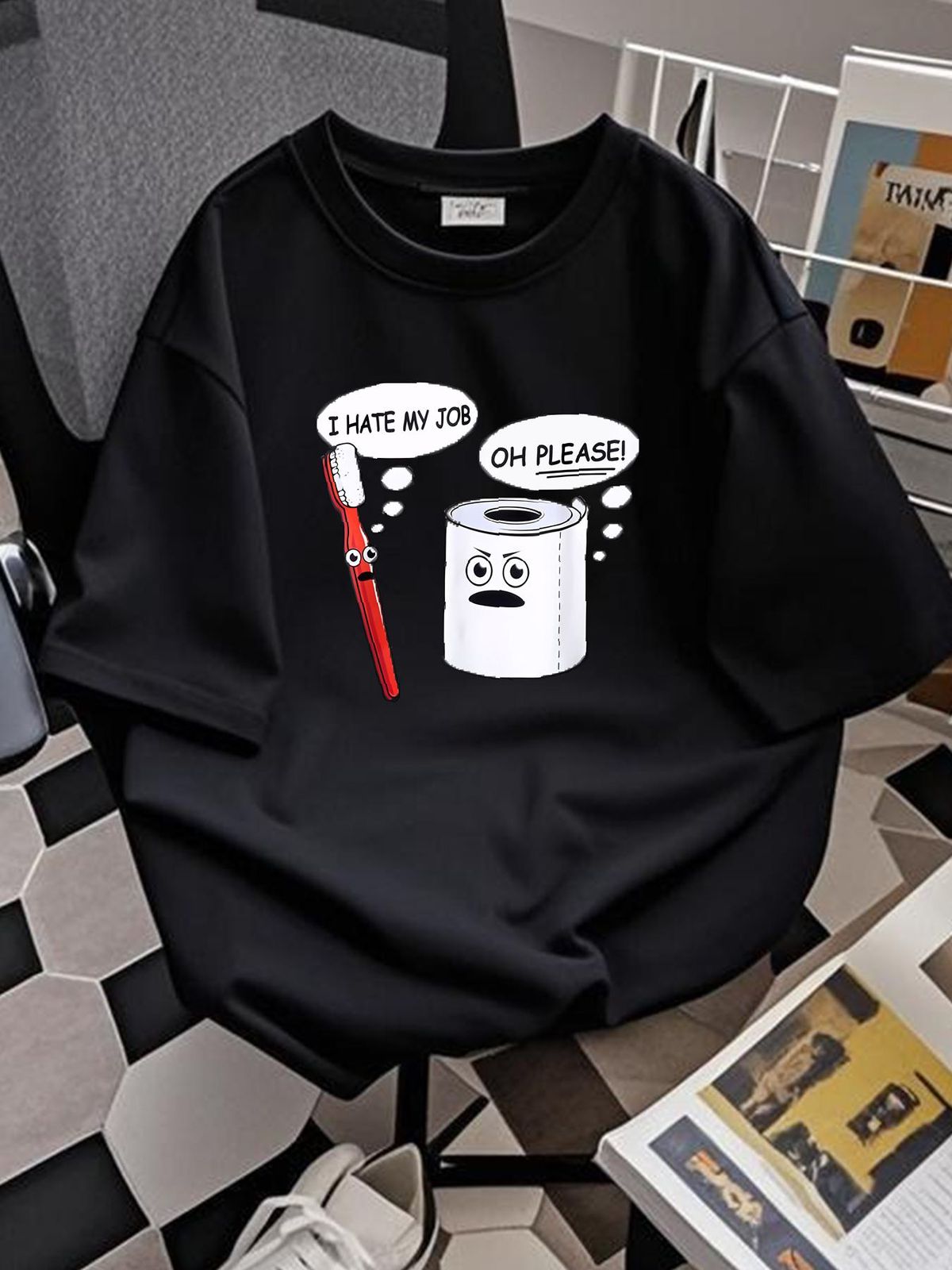 Odio mi trabajo Oh, por favor, cepillo de dientes, papel higiénico, divertida camiseta unisex, ropa de diseñador para hombre, top para uso diario, moda de verano, gráfico estirado_voghion.com