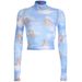 New Women's Little Angel Mesh Short Long Sleeve T-shirt Clover Printed Top_voghion.com