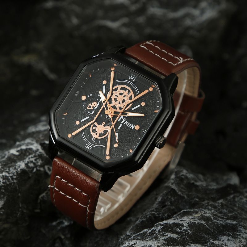 Unisex Accessories double layer square case belt casual sports personality bracelet set quartz watch_voghion.com