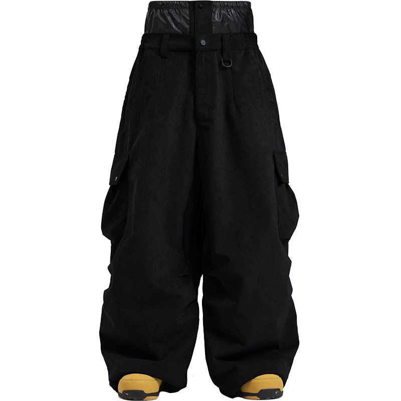 001 Pantalones de esquí de pana anchos y largos para mujer, resistentes al viento y al agua, ideales para deportes de invierno y actividades al aire libre. Protección de cintura._voghion.com