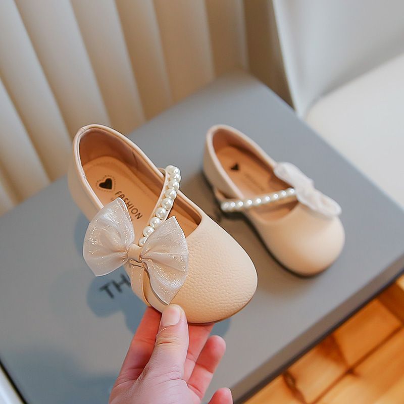 Mutter & Kinder Mode leder schuhe für mädchen Prinzessin Perle bogen süße einzelnen schuhe weiche sohlen baby wanderschuhe_voghion.com