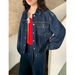 Damenbekleidung Retro-Jeansjacke für Damen – Vintage-Polokragen, lockere Passform, Baumwollmischung, lässiger Frühlingsmantel mit Taschen_voghion.com