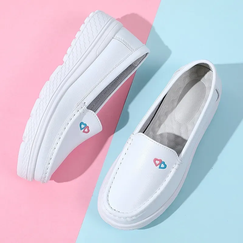 Snygg läderskötare Dam VårSommar Mjuka sulor Bekväma Andas deodorant halkfria platta medicinska skor 456_voghion.com