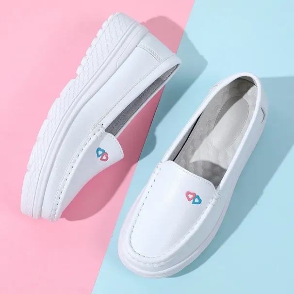 Snygg läderskötare Dam VårSommar Mjuka sulor Bekväma Andas deodorant halkfria platta medicinska skor 456_voghion.com