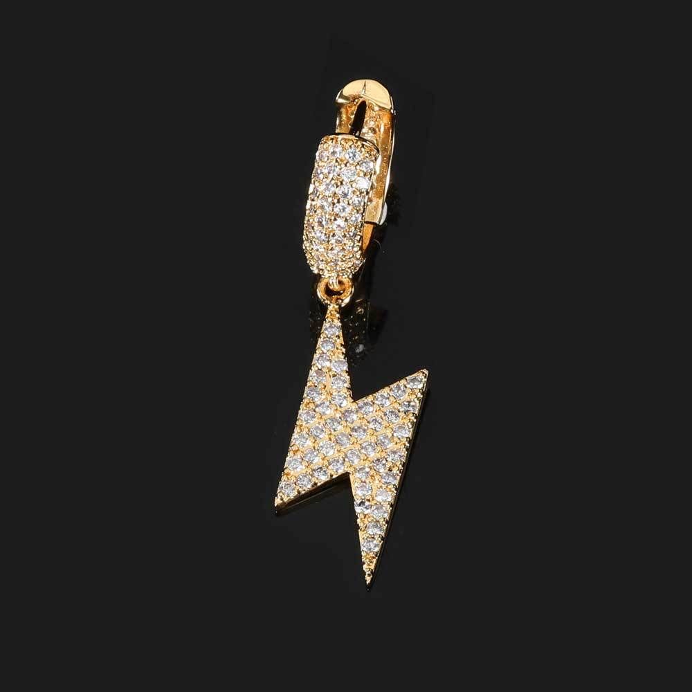 Hip Hop Lightning Bolt Earrings For Men And Women - Cubic Zirconia Stud Earrings With Micro-Pave Setting - Trendy Punk Style Jewelry_voghion.com