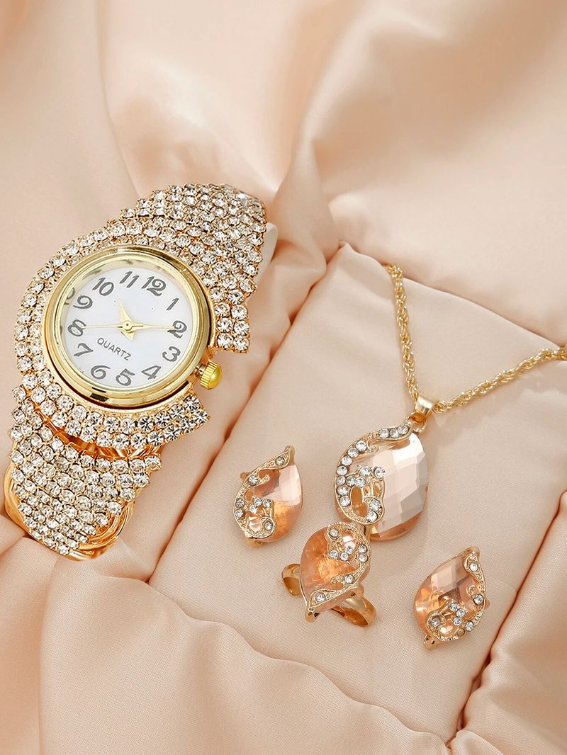 Ladies watch and jewelry set, diamond bracelet, All Sky Star, brand new, 3-piece set_voghion.com