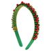 Lillian New Red Green Christmas Headband For Women, Thin Edge Velvet With Bells And Beads, Simple Festive Hair Accessory_voghion.com