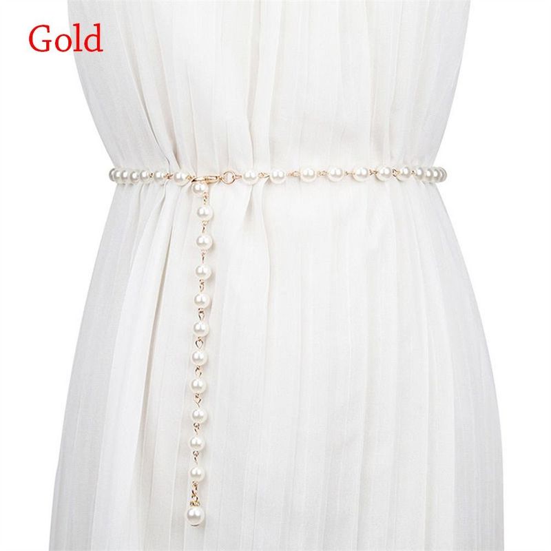 HOT 100cm Women White Pearl Waistband Waist Chain Bohemian Belt Fashion All-match Dress Shirt Decoration Elegant Pendant_voghion.com