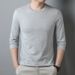 Men's T-Shirt 100% Combed Cotton Spring And Autumn New Long Sleeved Solid Color Hoodie Round Neck Pullover Fashionable_voghion.com