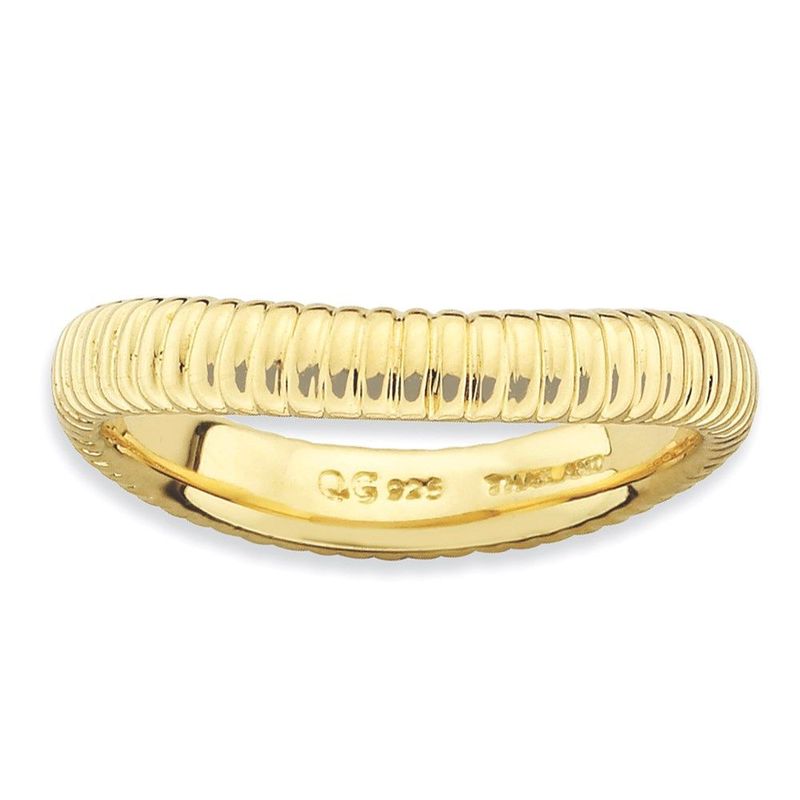 Sterling Silver Stackable Expressions Polished Gold-plate Wave Ring_voghion.com