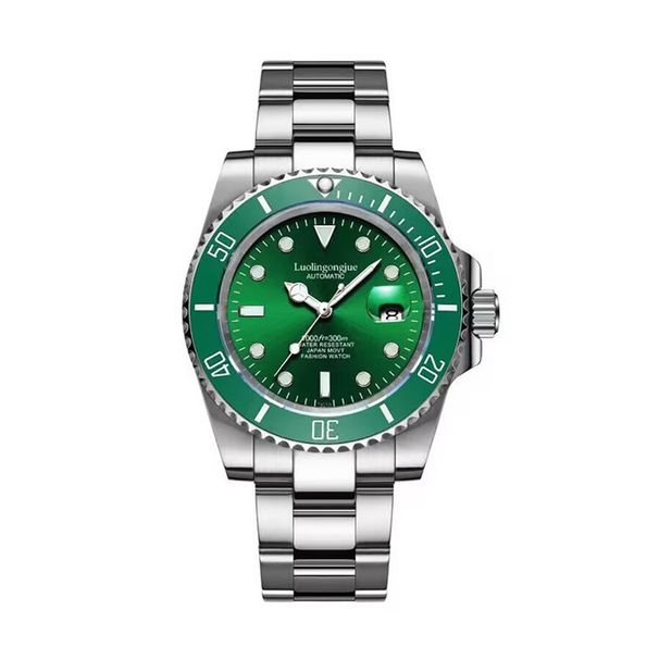 Relógio mecânico automático Water Ghost para homens de negócios, com bisel giratório vazado em aço inoxidável._voghion.com