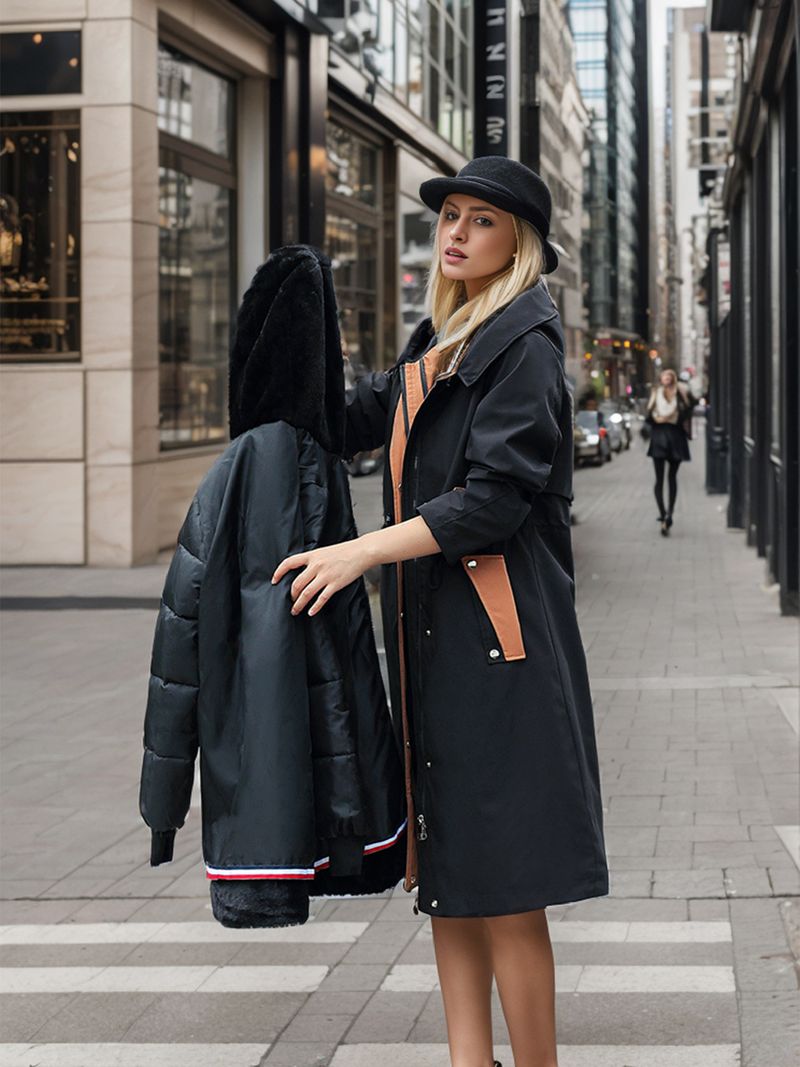 Nuova giacca invernale lunga da donna imbottita in cotone e cappotto caldo in lana di agnello._voghion.com