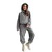 Completo da donna con felpa oversize con cappuccio e pantaloni jogger - Due pezzi streetwear foderati in pile, in grigio e cachi | Coulisse, comfort e stile urbano_voghion.com