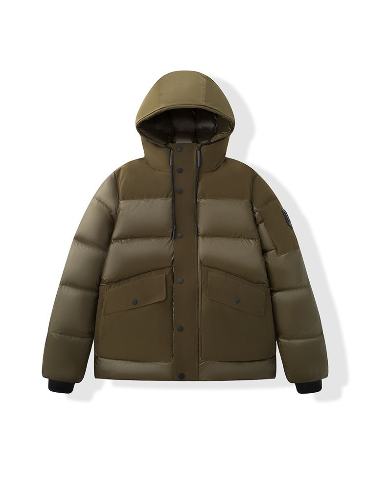 Men's Short Hooded Down Jacket - Business Casual Winter Coat, 650FP Waterproof Nylon Shell, 90% White Duck Fill (S/M/L/XL/XXL)_voghion.com