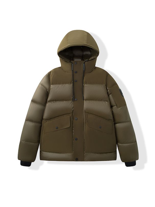 Men's Short Hooded Down Jacket - Business Casual Winter Coat, 650FP Waterproof Nylon Shell, 90% White Duck Fill (S/M/L/XL/XXL)_voghion.com