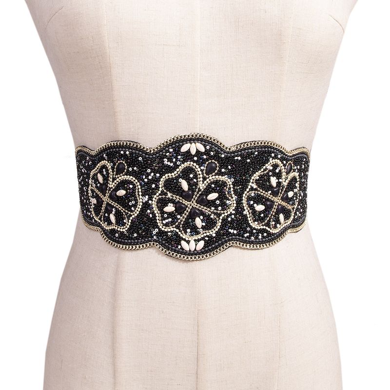 Damen-Bund, 1 Stück, Strass-Quaste, reine Handarbeit, elastischer breiter Bund, elegant, bunt, modisch, ethnischer Windgürtel_voghion.com