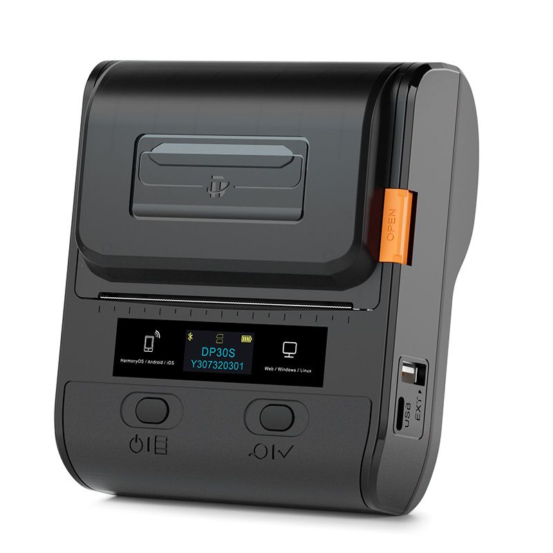 Imprimante d'étiquettes thermique Bluetooth DTPrinter DP30S - Portable, grande taille, USB et sans fil, pour le bureau et la maison (noir/orange/bleu)_voghion.com