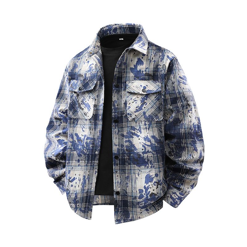 Camicia da uomo in fibra di poliestere con colletto largo e maniche lunghe, stile coreano, alla moda, primavera 2025, taglia 6B9_voghion.com