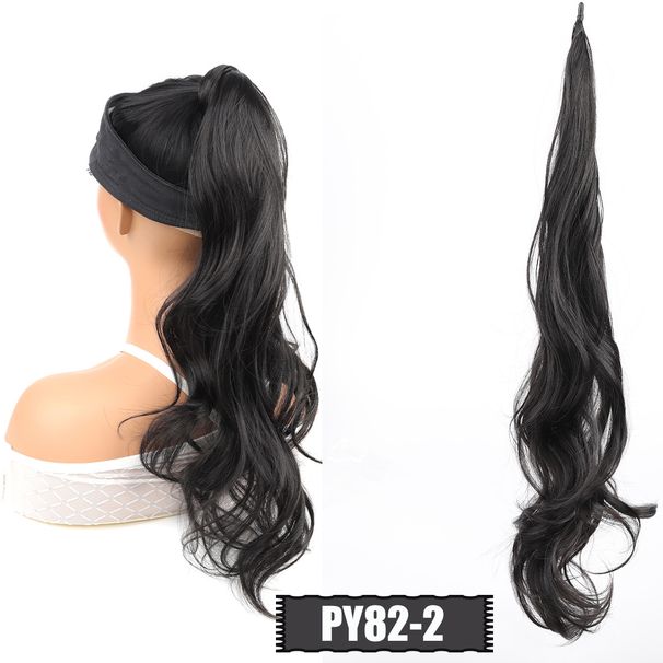 Extensiones de cola de caballo con envoltura elástica de 30 pulgadas Peluca de cola de caballo con varita mágica de cabello sintético largo y rizado_voghion.com