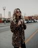 Women's fashion lapel leopard print imitation fur fur coat long coat long sleeves_voghion.com