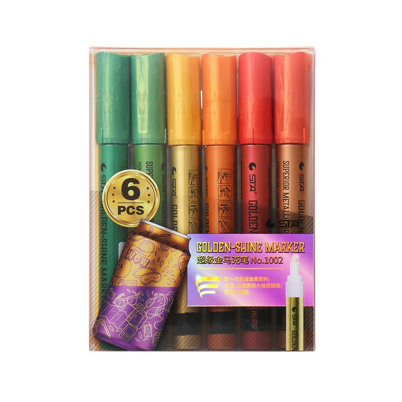 Super Gold Metallic Verfmarkers - 2mm Punt, Waterbestendig, Levendige Kleuren Voor Kunst, Doe-Het-Zelf en Knutselen_voghion.com