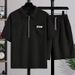 Herrenbekleidung Poloshirt mit halbem Reißverschluss, kurzärmelig, für den Sommer, Sport, gerade geschnittene Hose, Übergröße, zweiteiliger Freizeitanzug_voghion.com