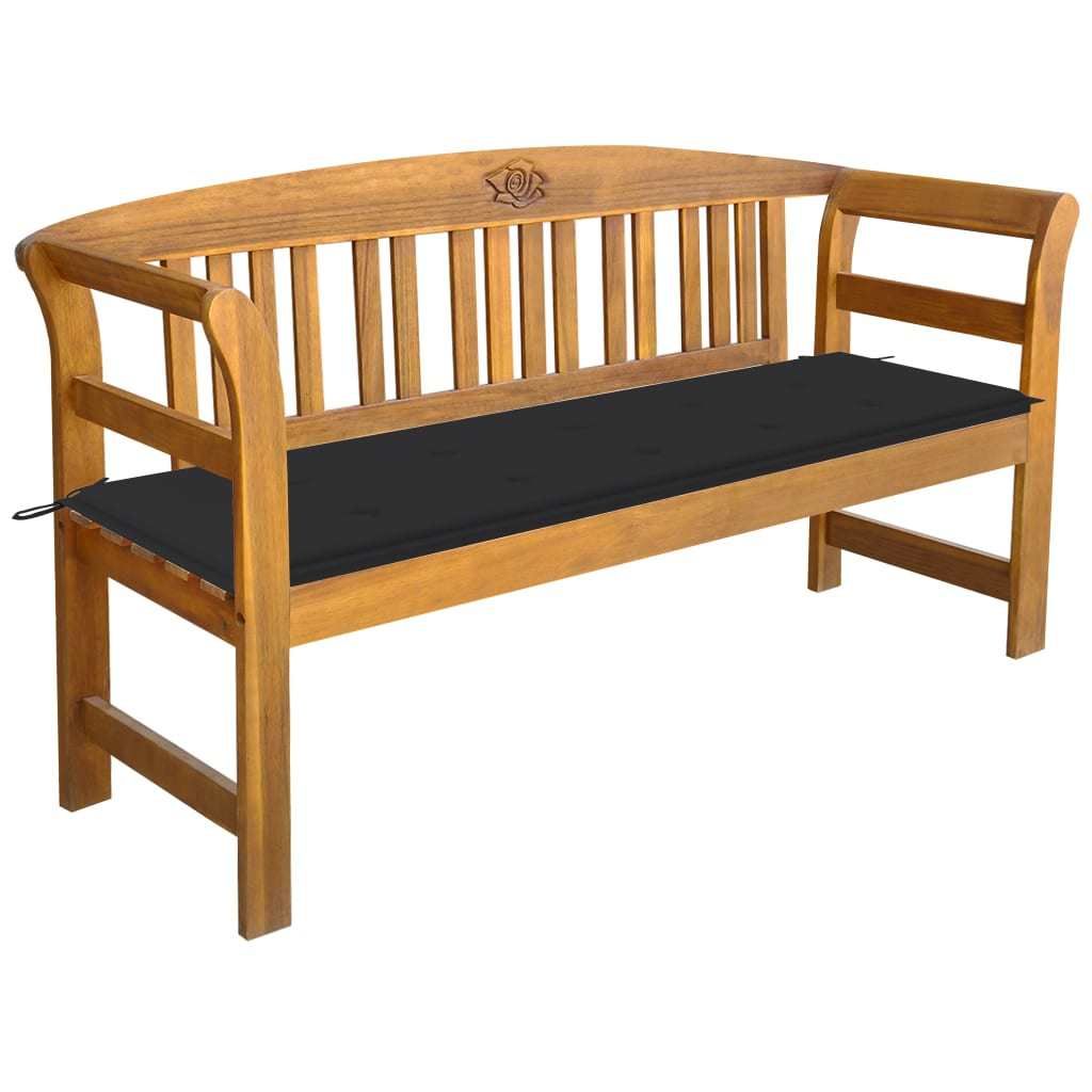 Patio Bench with Cushion 61.8" Solid Acacia Wood_voghion.com
