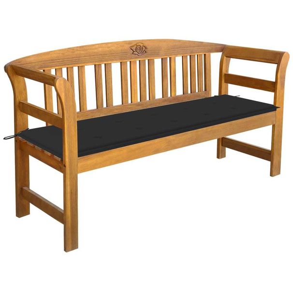 Patio Bench with Cushion 61.8" Solid Acacia Wood_voghion.com
