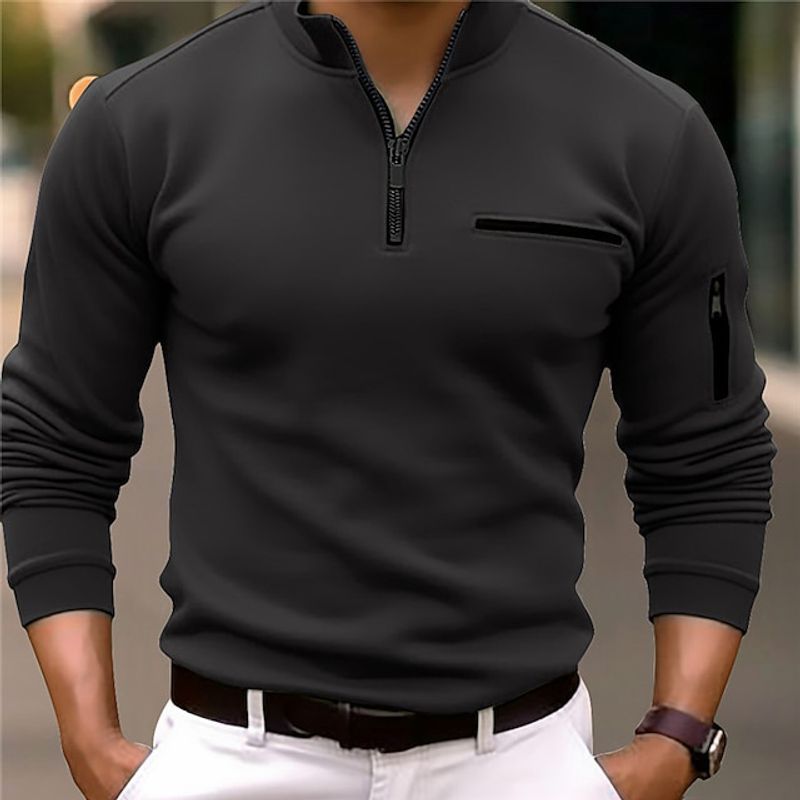 Man's clothing POLO shirt Arm zip men's sports polo shirt_voghion.com