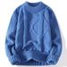 Maglione da uomo in maglia a trecce - Pullover invernale spesso con orlo a coste e vestibilità ampia, caldo maglione casual con scollo rotondo (nero/blu/crema/kaki, M-3XL)_voghion.com
