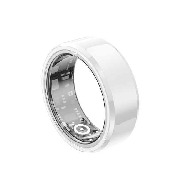 SR02 Bague Bluetooth étanche en céramique avec capteur d'oxygène sanguin et fréquence cardiaque, technologie noire, intelligente et portable_voghion.com