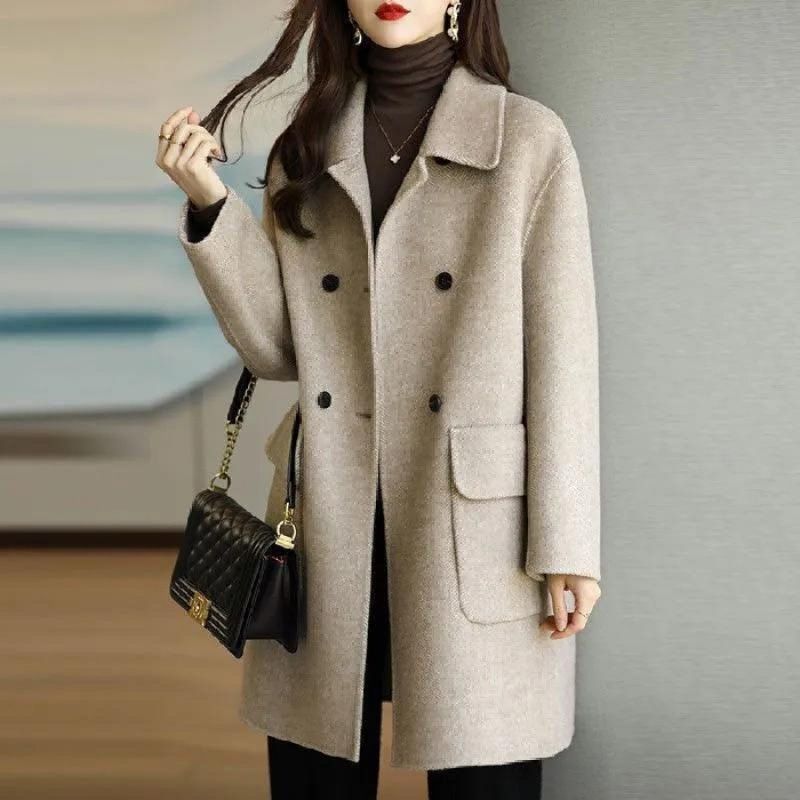 Nuovo cappotto di lana oversize autunno e inverno per temperamento femminile Versione coreana cappotto ampio da donna di media lunghezza_voghion.com