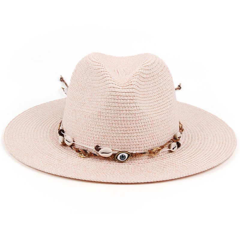 2024 New Retro British Top Hat Eye Decoration Paper Straw Hat Summer Fashion Men's and Women's Visor Panama Straw Hat_voghion.com