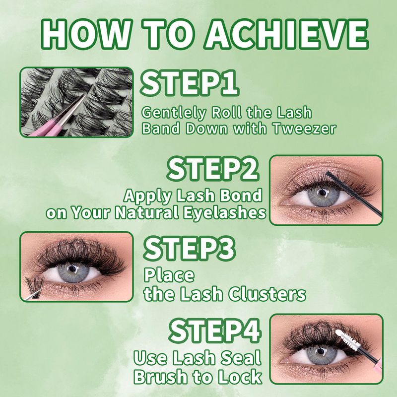 DIY-Set für segmentierte falsche Wimpern, Wimpernverlängerungsset mit großer Kapazität, gemischte Farben mit bunten und schwarzen Büscheln_voghion.com