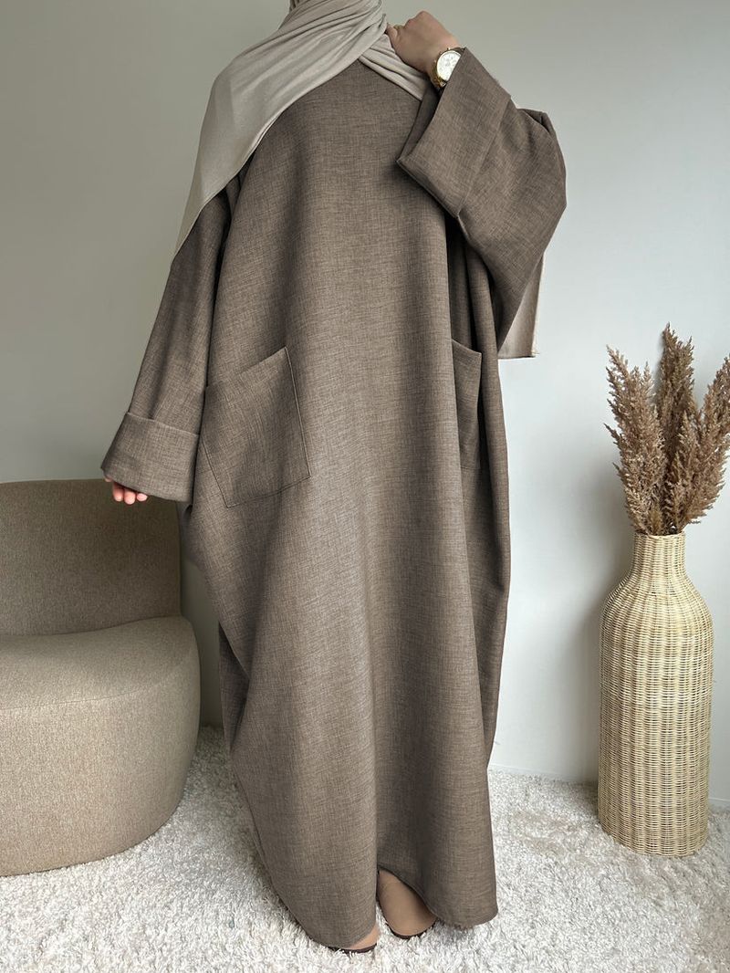 Moeder & Kinderen Moslim Vrouwen Lange Rok Effen Kleur Zak Islamitische Jurk Abaya Zonder Hoofddoek_voghion.com