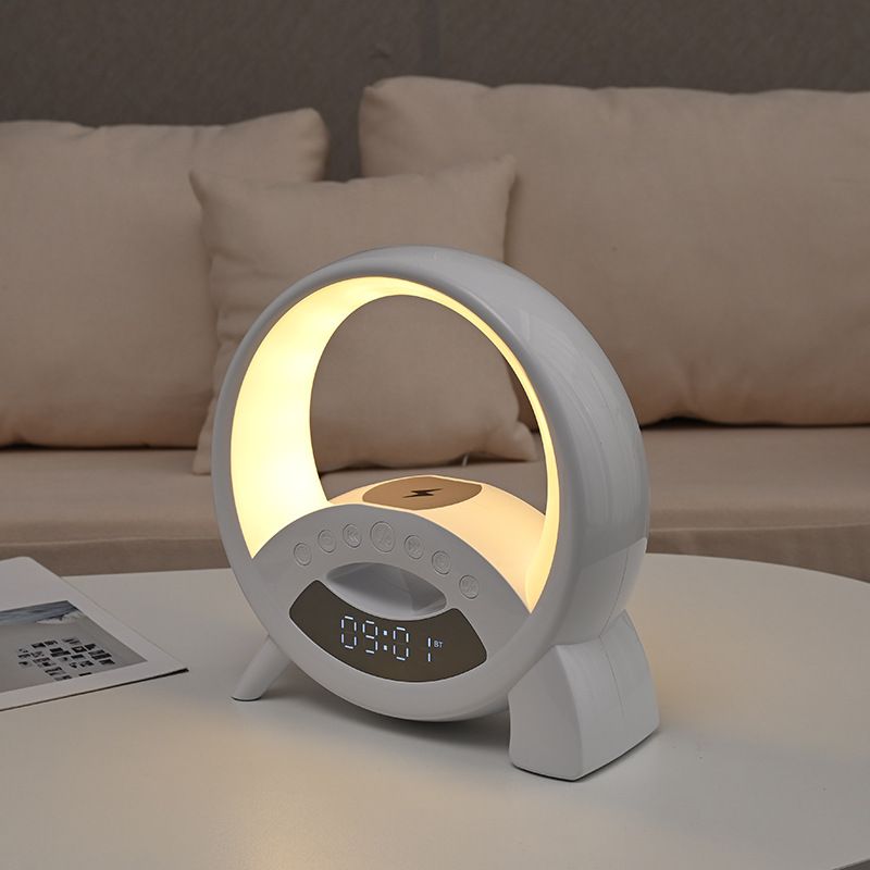 New Bluetooth Speaker Display Screen, Alarm Clock, Small Night Light, 15W Wireless Charging, White Dazzling Sound,_voghion.com